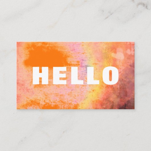 Bold Schriftart Hello Orange Rainbow Visitenkarte (Vorderseite)