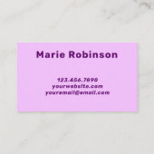 Bold Schriftart Neon Black Lila Lilac Hello Gradie Visitenkarte (Rückseite)