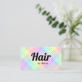 Bold Schriftart Trendy Pastel Rainbow Kariert Fris Visitenkarte (Stehend Vorderseite)