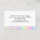 Bold Schriftart Trendy Pastel Rainbow Kariert Fris Visitenkarte (Rückseite)