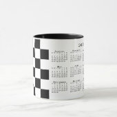 Bold Schwarz-weiß Checkered Pattern 2025 Calendar Tasse (Zentrum)