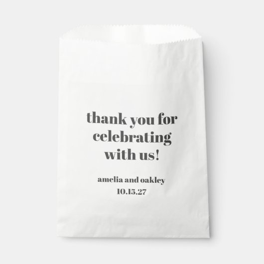 Bold Schwarz-weiß Retro Custom Wedding Danke Geschenktütchen (Vorderseite)