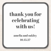 Bold Schwarz-weiß Retro Custom Wedding Danke Rechteckiger Pappuntersetzer (Vorderseite)