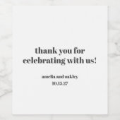 Bold Schwarz-weiß Retro Custom Wedding Danke Weinetikett (Einzelnes Label)