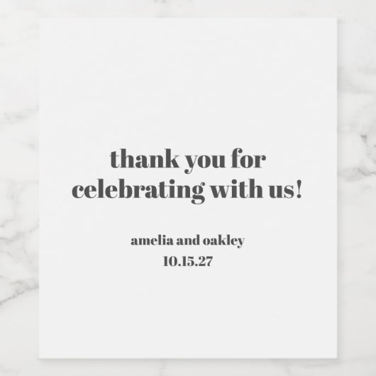 Bold Schwarz-weiß Retro Custom Wedding Danke Weinetikett (Einzelnes Label)