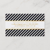 BOLD-Schwarz-weißes, modernes Goldstreifen-Streife Visitenkarte (Rückseite)