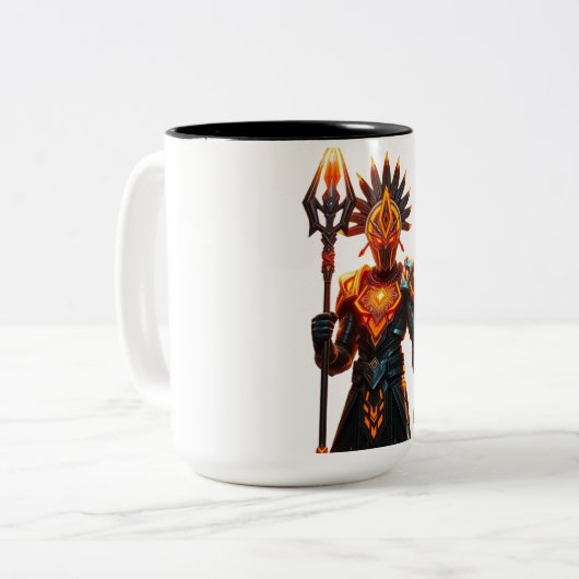 Bold Sci-Fi Warrior Zwei-Tone-Tasse Zweifarbige Tasse (Vorderseite Links)