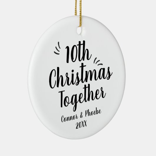 Bold Script 10. Christmas Gemeinsam Personalisiert Keramik Ornament (Rechts)