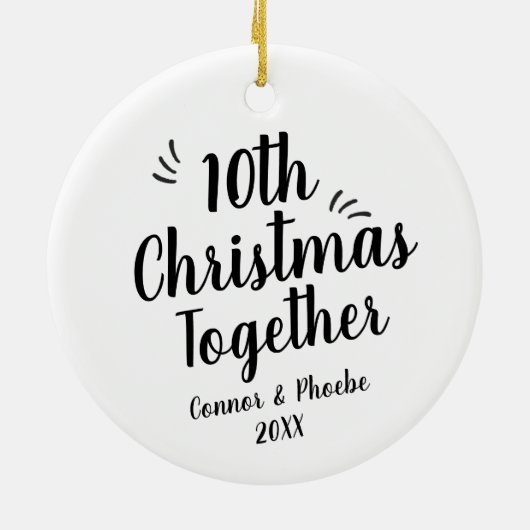 Bold Script 10. Christmas Gemeinsam Personalisiert Keramik Ornament (Hinten)