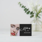 Bold Script Black and White Photo Makeup Visitenkarte (Stehend Vorderseite)