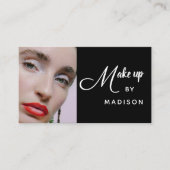 Bold Script Black and White Photo Makeup Visitenkarte (Vorderseite)