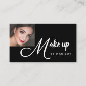 Bold Script Black and White Photo Makeup Visitenkarte (Vorderseite)