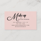 Bold Script Blush Pink Photo Makeup Business Card Visitenkarte (Rückseite)