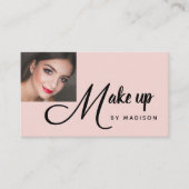 Bold Script Blush Pink Photo Makeup Business Card Visitenkarte (Vorderseite)