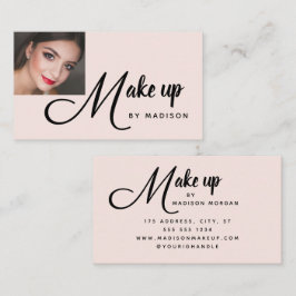 Bold Script Blush Pink Photo Makeup Business Card Visitenkarte