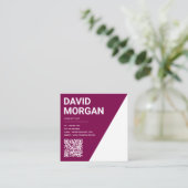 Bold Script Burgundy Qr Code Quadratische Visitenkarte (Stehend Vorderseite)
