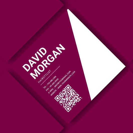 Bold Script Burgundy Qr Code Quadratische Visitenkarte