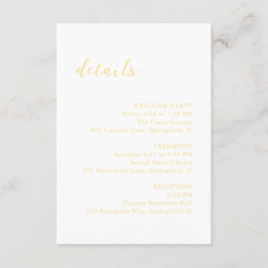 Bold Script Butter Yellow Elegant Wedding Begleitkarte (Vorderseite)