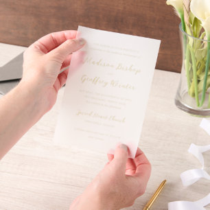 Bold Script Butter Yellow Elegant Wedding Pergament Einladungen
