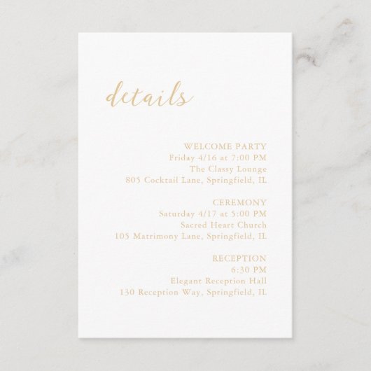 Bold Script Earthy Neutral Elegant Wedding Begleitkarte (Vorderseite)