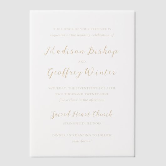Bold Script Earthy Neutral Elegant Wedding Pergament Einladungen (Vorderseite)