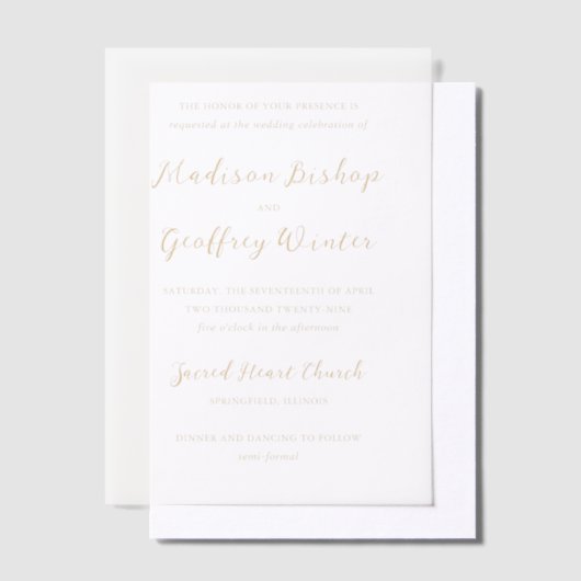 Bold Script Earthy Neutral Elegant Wedding Pergament Einladungen (Versetzt)