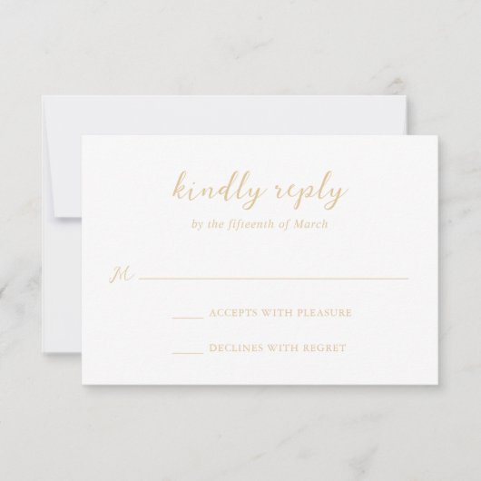 Bold Script Earthy Neutral Elegant Wedding RSVP Karte (Vorderseite)