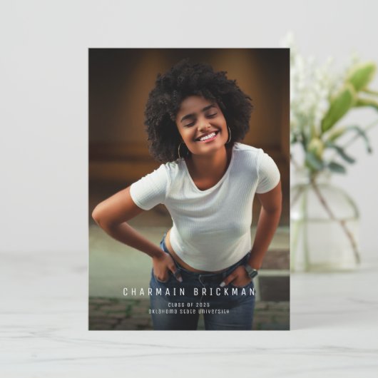 Bold Script-Foto-Abschluss Einladung (Stehend Vorderseite)