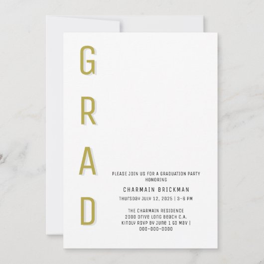 Bold Script-Foto-Abschluss Einladung (Rückseite)