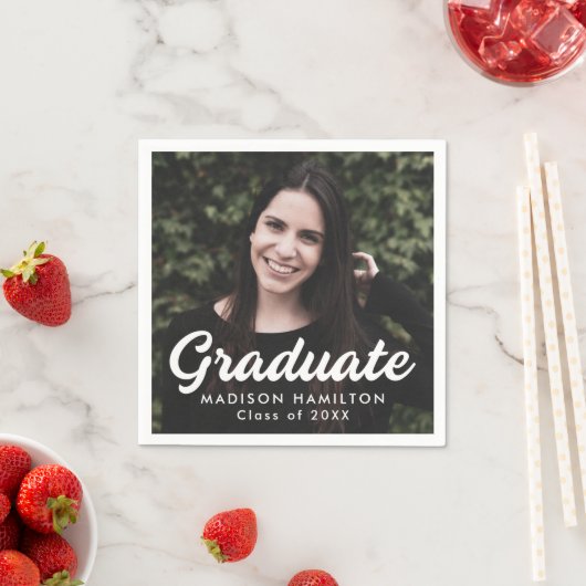 Bold Script-Foto-Abschluss Serviette (Beispiel)