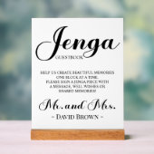 Bold Script Jenga Wedding Guestbook Acrylschild (Neutral)