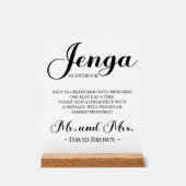 Bold Script Jenga Wedding Guestbook Acrylschild (Vorderseite)