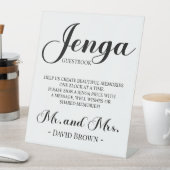 Bold Script Jenga Wedding Guestbook Sockelschild (In Situ)