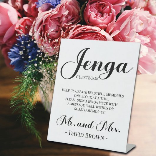 Bold Script Jenga Wedding Guestbook Sockelschild
