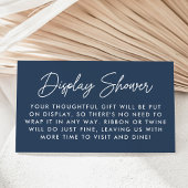 Bold Script Navy Baby Shower Display Shower Begleitkarte