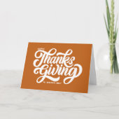 Bold Script Orange Happy Thanksgiving Feiertagskarte (Vorderseite)