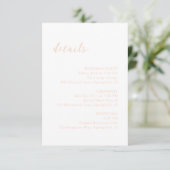 Bold Script Peach Elegant Wedding Begleitkarte (Stehend Vorderseite)