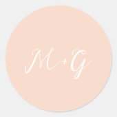 Bold Script Peach Elegant Wedding Runder Aufkleber (Vorderseite)