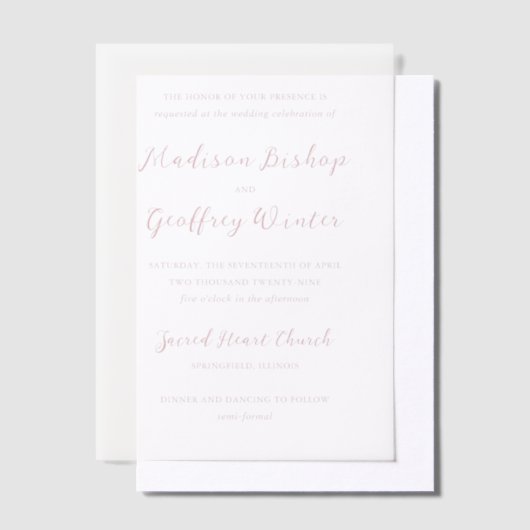 Bold Script Pink Elegant Wedding Pergament Einladungen (Versetzt)