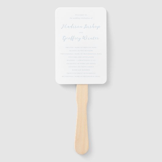 Bold Script Powder Blue Elegant Wedding Program Fächer (Vorderseite)