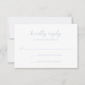 Bold Script Powder Blue Elegant Wedding RSVP Karte (Vorderseite)