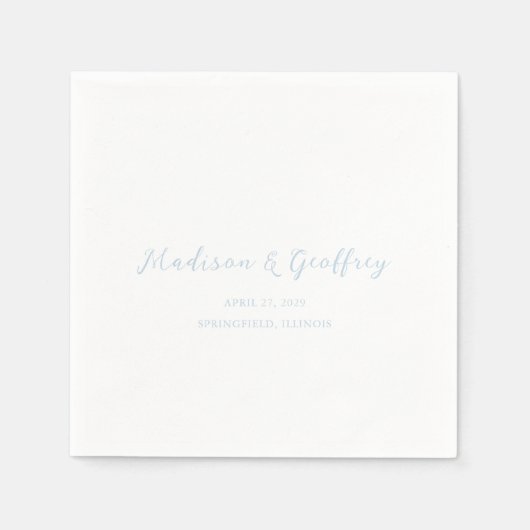 Bold Script Powder Blue Elegant Wedding Serviette (Vorderseite)