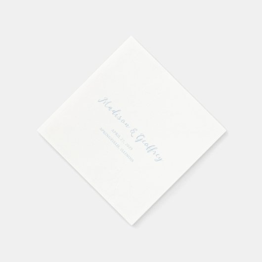 Bold Script Powder Blue Elegant Wedding Serviette (Ecke)