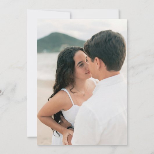 Bold Script Powder Blue Foto Elegant Wedding Save The Date (Rückseite)