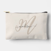 Bold Script Stilvoll Beige Monogram und Name Zubehörtasche (Vorderseite)