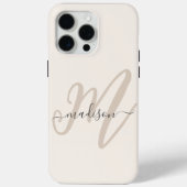 Bold Script Stilvolle Monogram und Name in Beige Case-Mate iPhone Hülle (Rückseite)