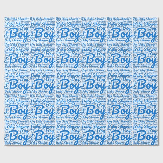 Bold Script Typografy Boy Baby Shower Geschenkpapier (Flach)
