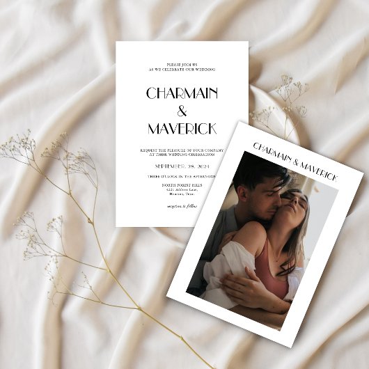 Bold Script Typografy Foto Wedding Einladung