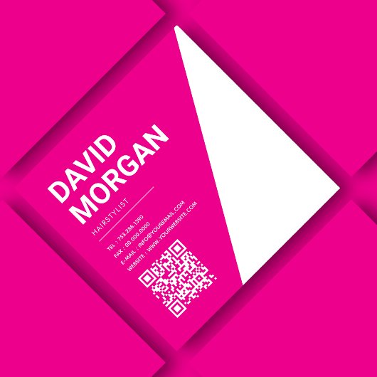 Bold Script Typografy Hot Pink Qr Code Quadratische Visitenkarte