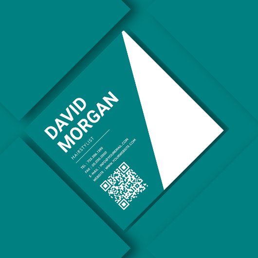 Bold Script Typografy Qr Code Aquamarin Quadratische Visitenkarte